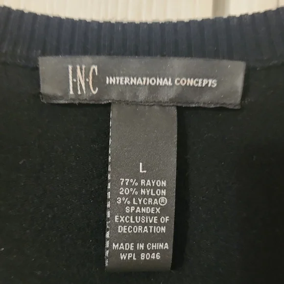 INC International Concepts Black Embellished Short Sleeve Blouse - Picture 5 of 8